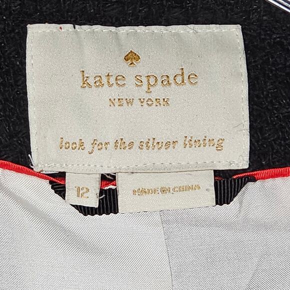 Kate Spade Black Evening Jacket D214 Black /Multi Trim Holiday Collarless Sz 12 - Picture 8 of 16